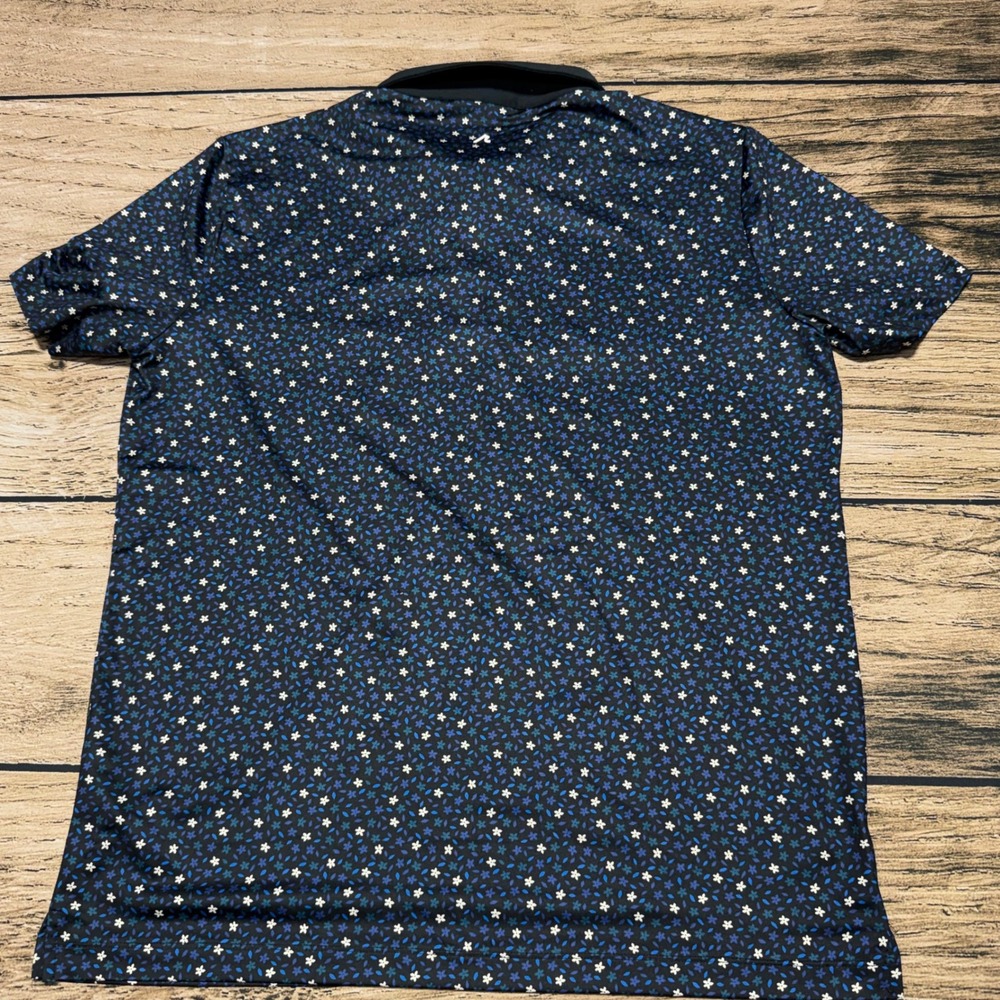 Redvanly Polo Shirt Mens Large L Navy Blue Floral Golf Performance Short Sleeve - Picture 5 of 8